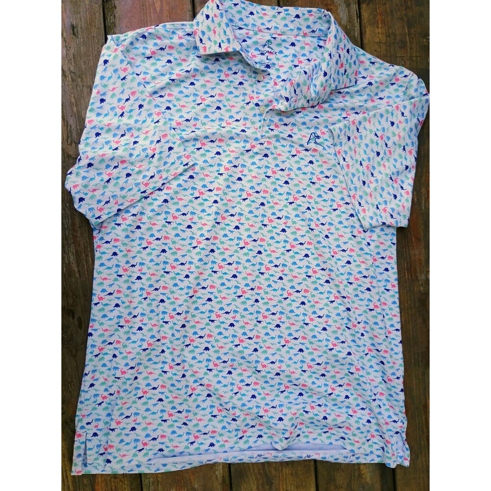 Rhoback The Dino Men's Short Sleeve Performance Polo Large Golf White - Picture 1 of 5